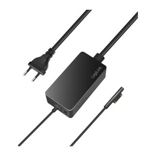 Notebook power supply, for Surface Book, 65W, USB Port, black