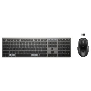 HP 725 - Tastatur-und-Maus-Set - multifunktional, wiederaufladbar, betrieben mit Superkondensator - full size - kabellos - Nachtfall Schwarz -