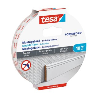tesa Montageband Tapete&Putz 10kg 5m x 19mm