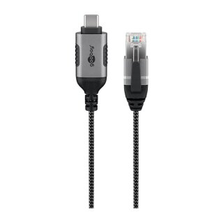 Goobay Ethernet-Adapterkabel USB-C 3.2 Gen2 > RJ-45 (schwarz/grau, 3 Meter)