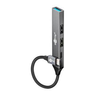 Goobay Slim 4-Port USB-Hub, USB-C™ auf USB-C™/USB-A, 5 Gbit/s
