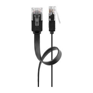 Goobay Patchkabel RJ45 Stecker > RJ45 Stecker CAT.6 U/UTP (schwarz, 1 Meter, Flachkabel)