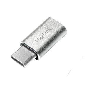 Logilink USB 2.0 Type-C adapter, C/M to Micro-USB/F, 480 Mbps, 15W, silver