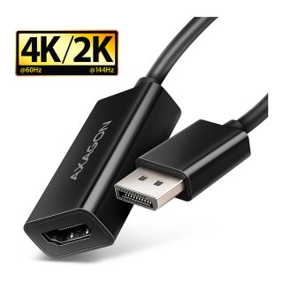 AXAGON RVD-HI20N DisplayPort auf HDMI Adapter, 4K/60Hz - 15cm