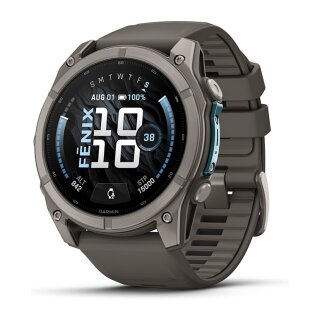 Garmin fenix 9 51mm Kieselgrau/Titan Silikon Armband
