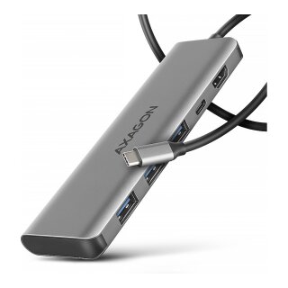 AXAGON HMC-5H USB-C 3.2 Gen 1 hub, 3x USB-A, 4K HDMI, PD 100W - Silber