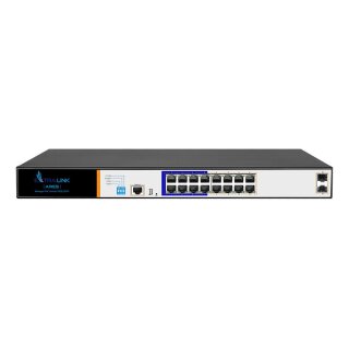 ARES PoE Switch, 16x Gigabit PoE/PoE+, 2x SFP, 1x Konsolenport, 150W, Verwaltbar