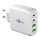 Goobay USB-C Multiport-Schnellladegert, PD, GaN, 68 Watt (wei, 2x USB-C, 2x USB-A, Power Delivery, QuickCharge)