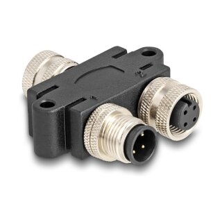 M12 Y-Splitter A-kodiert 4 Pin 1 x Buchse zu 1 x Stecker und 1 x Buchse Parallelschaltung