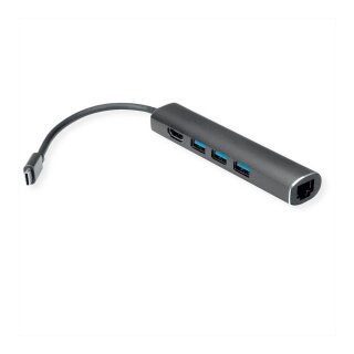 USB Typ C Dockingstation HDMI 4K 3x USB Typ A Gigabit Ethernet grau