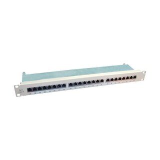 Kat.6 Class E 48,26cm 19Zoll-Patchpanel 24 P geschirmt grau