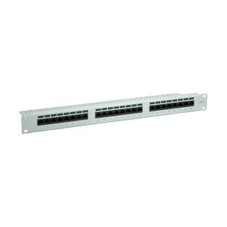 Kat.6 Class E 48,26cm 19Zoll-Patchpanel 24P ungeschirmt grau