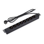 19-Steckdosenleiste 8fach 1 HE Schutzkontakt-Stecker 3m
