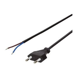 Power cable, CEE 7/16 to open end, black, 1.5 m