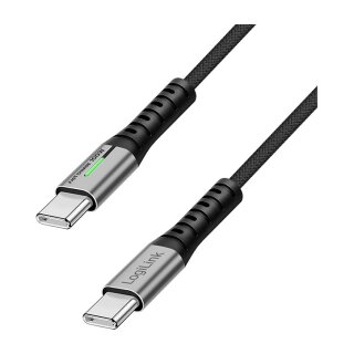 Logilink USB 3.2 Gen2x2 Type-C cable, C/M to C/M, 20 Gbps, 100W, 4K, LED, black, 0.3 m