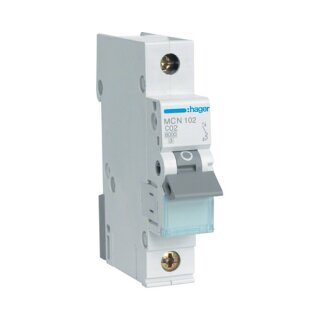 Hager Leitungsschutzschalter MCN102 1polig 6kA C-2A 1M