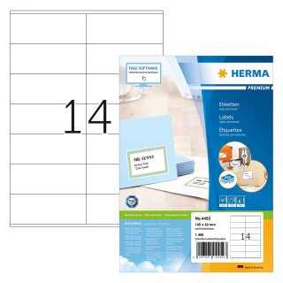 HERMA Etiketten Premium A4 weiß 105x42 mm Papier 1400 St.