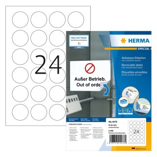 HERMA Etiketten 4476 weiß 40,0 x 40,0 mm
