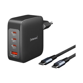 Intenso Power Adapter W140A3C GaN + C520C 140 Watt + USB-C Kabel schwarz 2,0 m