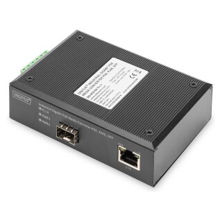 DIGITUS Konverter Industrial Gigabit Media RJ45 SFP PoE PSE