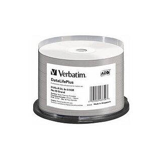 1x50 Verbatim DVD+R Double Layer 8x Speed 8,5GB thermal printable