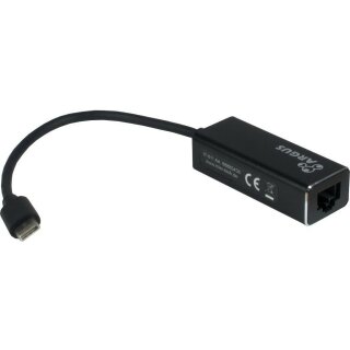 Adapter USB-C > Gigabit Lan RJ45 1000 MBit/s Inter-Tech Black