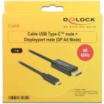 DeLock DisplayPort 1.2 > USB-C (ST-ST) 1m Adapterkabel...
