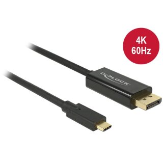 DeLock DisplayPort 1.2 > USB-C (ST-ST) 2m Adapterkabel 4K 60Hz Schwarz