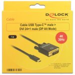 DeLock DVI 24+1 > USB-C (ST-ST) 1m Adapterkabel 4K 30Hz Schwarz