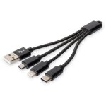 USB > Lightning/Micro-USB/USB-C 0,15m Digitus Black